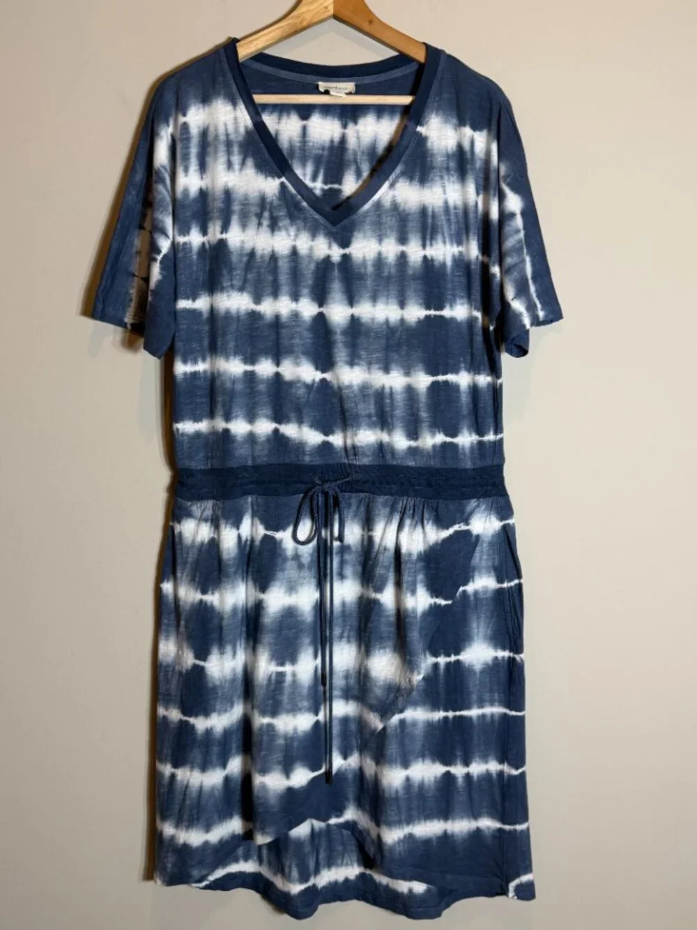 Sundance Elara Tie Dye Faux Wrap Mini Dress Women's Medium Blue Relaxed Fit